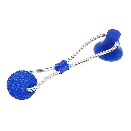 Suction cup interactive ball toy for dogs — blue single suction cup