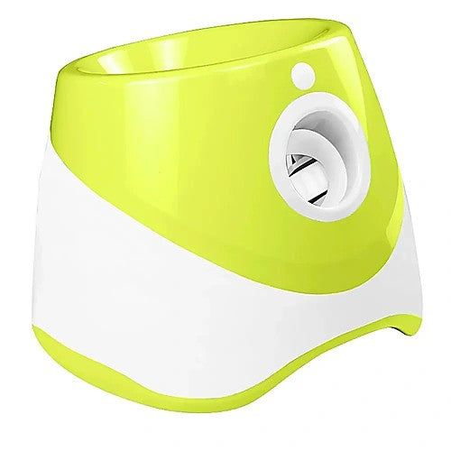 Automatic tennis ball launcher for dogs — green color variant front view