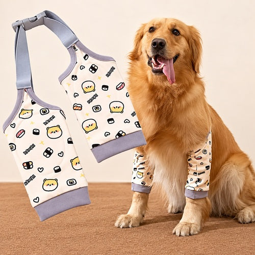 Dog knee protector pad — golden retriever wearing harness vest