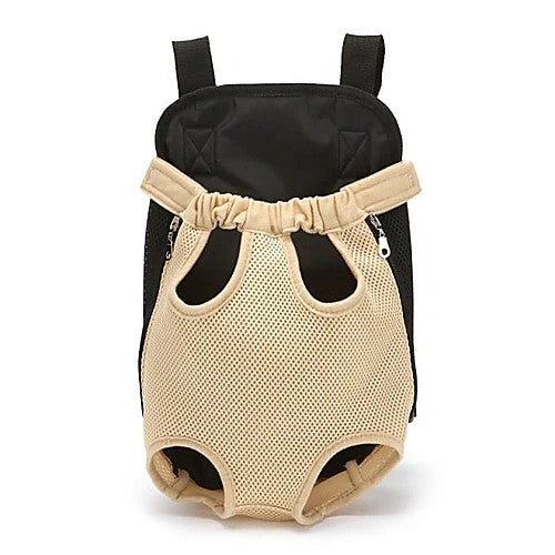 Breathable pet travel backpack — beige color variant