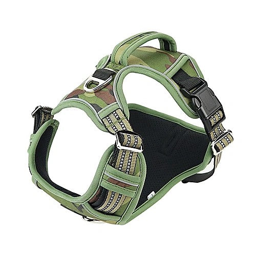 Durable waterproof pet harness with vertical handle — army green color varian