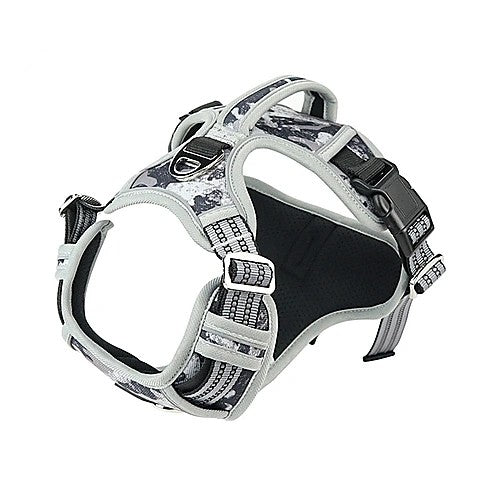 Durable waterproof pet harness with vertical handle — silver grey color variant