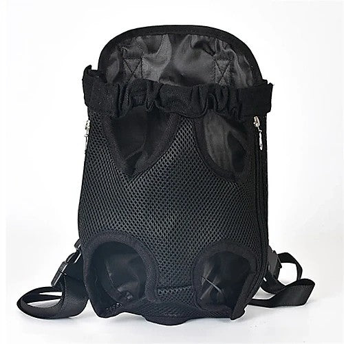Breathable pet travel backpack — black mesh top view
