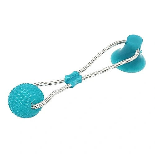 Suction cup interactive ball toy for dogs — teal single suction cup