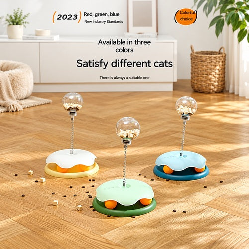 Cat leaky treat ball — color options: blue, yellow, green