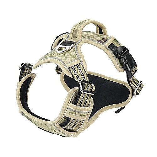 Durable waterproof pet harness with vertical handle — beige color variant