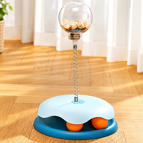 Cat leaky treat ball — blue treat ball lifestyle room