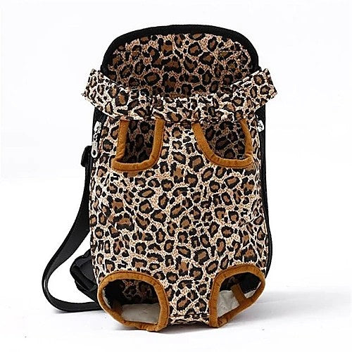 Breathable pet travel backpack — leopard print variant
