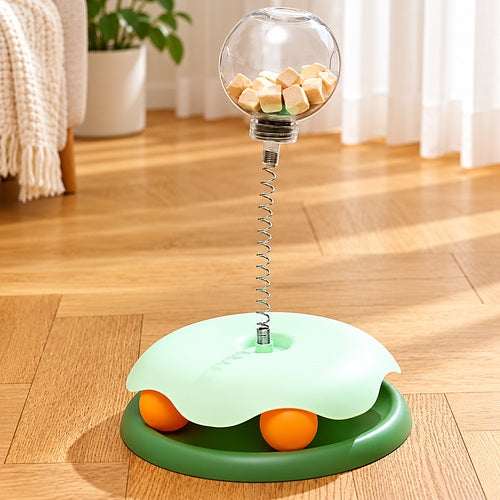 Cat leaky treat ball — green treat ball lifestyle room