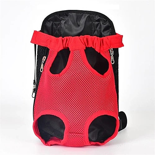 Breathable pet travel backpack — red color variant