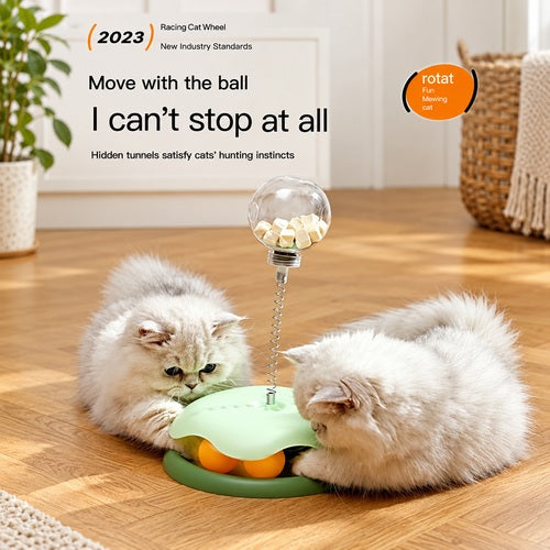 Cat leaky treat ball — cat playing with orange ball
